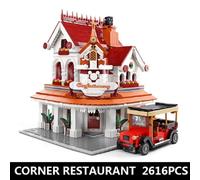 (as the picture) MOULD KING Streetview Building Model The European Restaurant Corner Model Blocks Bricks Toys for Kids Christmas Gifts
