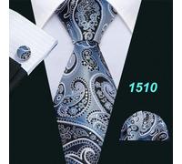 (as the picture, N-1510) Grey Ties For Mens 8 Designs Paisley Striped Plaid Silk Necktie Hanky Cufflinks Set Barry.wang