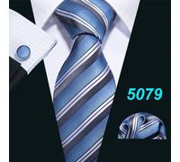 (as the picture, N-5079) Grey Ties For Mens 8 Designs Paisley Striped Plaid Silk Necktie Hanky Cufflinks Set Barry.wang