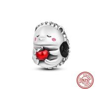 (as the picture) New 925 Silver Hedgehog Apple Dinosaur Chameleon Cat Palette Pendant Diy Beads Fit Pandora Charms Bracelet Fine Jewelry