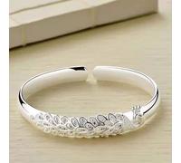 (as the picture) New 925 Sterling Silver Elegant Peacock Opening Screen Bracelet Bangles For Women Fashion Party Wedding Accessories Jewelry Gift