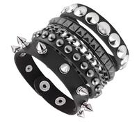 (as the picture) New Black Goth Emo Boho Bracelets For Men Women Punk Gothic Spike Rivets Pu Leather Bracelet Bangles Party Jewelry Gift
