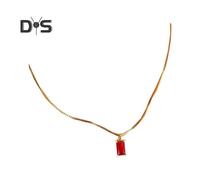 (as the picture, One Size 1) Women Necklace Geometric Rhinestone Pendant Birthstone Snake Bone Chain Retro Alloy Adjustable Length Clavicle Necklace Lady Neck Jewelry