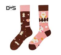 (as the picture, One Size Little Pig) 1 Pair Winter Cartoon Socks Asymmetric Animal Printing Piled Socks Mid-tube Calf Socks Sport Homewear Socks Stretchy Footwear for for Walking Jogging