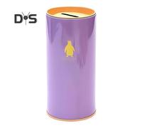 (as the picture, Penguin) Metal Piggy Bank Large Capacity Animal Pattern Design Kids Cylindrical Saving Bank Financial Management Tool