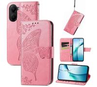 (as the picture, Pink) For Xiaomi Redmi Turbo 4 5g/xiaomi Poco X7 Pro 5g Case With Strap Butterfly Pattern Pu Leather Wallet Phone Cover