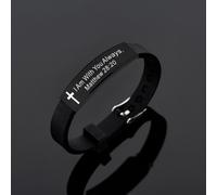 (as the picture) Quote Religious Cross Jesus Scripture Christian Bible Verse Inspirational Faith Silicone Bracelets For Men Women Jewelry