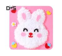 (as the picture, Rabbit) 1 Set Cartoon Animal Doll Embroidery Kit DIY Handmade Beginner Kids Adults Yarn Monkey Tiger Cat Panda Lion Elephant Deer Pig Duck Craft Sewing Kit