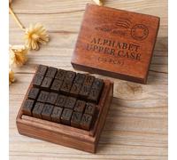 (as the picture, Regular capital) Yoofun 28pcs Alphabet Stamps Vintage Wooden Rubber Letter Standard Stamp Set for Craft Card Making Planner Scrapbooking Journals MYY