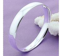 (as the picture, Resizable) Fashion 925 Sterling Silver Round Bracelet Bangles Trendy Simple Big Bangle For Women Jewelry Gift