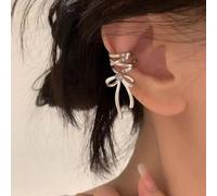(as the picture, Right-1PCS) Pink Butterfly Ear Cuff Earrings For Women Girls Fashion Bowknot No Piercing Clips Earring Fake Piercing Ballet Clip On Jewelry