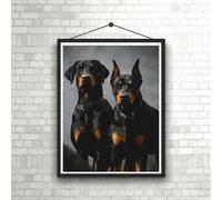 (as the picture, Round 30x40cm) DIY Diamond Painting Two Dobermans Cross Stitch Kit Mosaic Art Diamond Painting Full Circle/Square Diamond Home Decoration