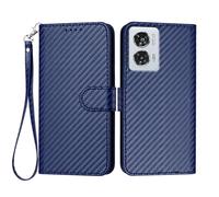 (as the picture, Royal Blue) For Motorola Moto G85 5g/motorola Edge 50 Fusion 5g Wallet Case With Strap Carbon Fiber Texture Leather Mobile Cover