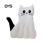 (as the picture, S) 1/2Pcs Ghost Cat Table Sign Halloween Spooky Wooden Ghost Kitten Tiered Tray Decoration Rustic Desktop Ghost Animal Layered Tray Ornament