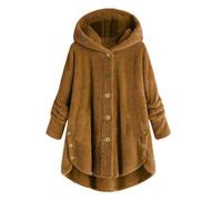 (as the picture, S) 2022 Winter Fashion: Women's European & American Button Plush Top, Irregular Trendy Solid Color Coat