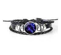 (as the picture, Sagittarius) 12 Constellation Handmade Leather Bracelet Woven Multi-layer Punk Twelve Zodiac Couple Bracelet