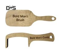 (as the picture, set) Bald Man Joke Comb Portable Small Wood Fake Hair Brush Toy Bald Men Grooming Tool Family Friends Adults Gag Gift