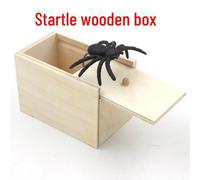 (as the picture, spider) Scary Wooden Prank Box with Spider, TikTok Spoof Toy, Bug Surprise