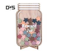 (as the picture, Star) Wooden Reward Jar for Kids Positive Behavior Incentive Chart with Base Stars Flowers Incentive System Management Tools for Student Home Classroom