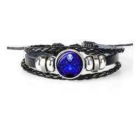 (as the picture, Virgo) 12 Constellation Handmade Leather Bracelet Woven Multi-layer Punk Twelve Zodiac Couple Bracelet