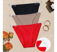 (as the picture, XL) 3Pcs Women Plain Simple Panties Thong with Adjustable Side Opening Transparent Strap S M L Xl