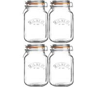 ASA® Kilner Clip Top Jar Airtight Glass for Pickling Large Vegetables Preserving Fruits & Storing Biscuits, Cereals, Pasta & Dry Fruits 2L Set of 4