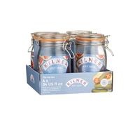 ASA® Kilner Clip Top Jar Airtight Storage Jar for Preserving Fruits, Vegetables,Coffee, Tea, Rice, Flour, Nuts & Pasta 1L Set of 4