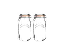 ASA® Kilner Clip Top Round Airtight Glass Jar for Preserving Fruits, Vegetables, Coffe, Tea, Rice, Flour, Nuts & Pasta 1.5L (2)