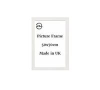ASA® Modern 50x70cm White Picture Frame Wooden Large Photo Frame for Home Office Decor with Safe Perspex Front and Wall Hanging Hooks for Art, Jigsaw Puzzles and Posters
