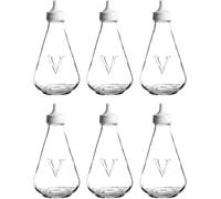 ASA Ravenhead Essentials Glass Vinegar Pot with Clear Shaker Cap Top Serving Bottle, Embossed 'V' Design, Dishwasher Safe (Pack of 6)
