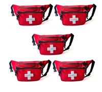 ASA TECHMED 5 Pack First Aid Waist Pack - Baywatch Lifeguard Fanny Pack - Compact for Emergency at Home, Car, Outdoors, Hiking, Playground, Pool, Camping, Workplace