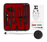 ASA TECHMED Premium 7 Piece Tactical Black Diagnostic Kit - Taylor Hammer, Measuring Tape, Tuning Forks, Bandage Scissors, Pupil Gauge Penlight, Snellen Eye Chart (Black)