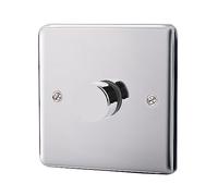 ASAB 1 Gang Dimmer Switch PGM 33803 Brushed Steel Suitable for LED Lamps Tungsten Lamps and Low Voltage Transformers Easy to Push On Off Button Energy Saving Fixing Screws Gang Dimmer Design