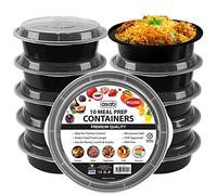 ASAB 10 Meal Prep Containers Reusable BPA Free Plastic Food Containers Microwave Freezer and Dishwasher Safe Reusable Meal Prep Boxes Takeaway Food Containers with Lids 2 Compartment Round
