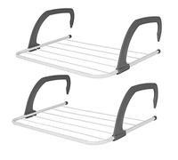 ASAB 2X Radiator Drying Rack Clothes Airer Towel Holder 5 Bar Radiator Hanging Rail 3M Drying Capacity Laundry Airer For Balcony Rustproof Coating Clothes Drying Rack