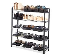 ASAB 5 Tier Shoe Rack Sturdy and Durable Metal Frame Black Shoe Rack Stores up to 20 Pairs Space Saving Design Easy to Assemble Rust Resistant Shoe Storage Rack Lightweight Metal Boots Shoe Organiser