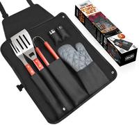 ASAB 7Pc Bbq Cooking Tool Utensil Set With Barbecue Grilling Apron