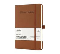 ASAB A5 Journal Notebook Lined Journal Vegan Leather Extra Thick 120gsm Premium Paper Work Notebook 128 Pages Elastic Banded with 2 Ribbon Notepad Bookmarks Business Notebook for Office School (Brown)