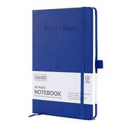 ASAB A5 Journal Notebook Lined Journal Vegan Leather Extra Thick 120gsm Premium Paper Work Notepad 128 Pages Elastic Banded with 2 Ribbon Notepad Bookmarks Business Notebook for Office School (Blue)