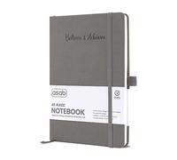 ASAB A5 Journal Notebook Lined Journal Vegan Leather Extra Thick 120gsm Premium Paper Work Notepad 128 Pages Elastic Banded with 2 Ribbon Notepad Bookmarks Business Notebook for Office School (Grey)