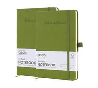 ASAB A5 Journal Notebook Lined Journal Vegan Leather Extra Thick 120gsm Premium Paper Work Notepad 128 Pages Elastic Banded with 2 Ribbon Bookmarks Business Notebook Office School (Green (Pack Of 2))
