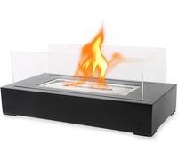 ASAB Bio Ethanol Tabletop Fireplace Sturdy Design Stainless Steel Burner Table Top Fire Pit Outdoor Fireplace Tempered Glass Fibreglass Wool Wick Non Slip Base Easy to Clean Indoor Portable Heater