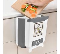 ASAB Collapsible Trash Bin Space Saving Bin Small Hanging Foldable 8L Waste Bin Folding Food Waste Kitchen Cabinet Garbage Holder Easy to Install Hanging Trash Can Home Kitchen Bathroom Storage Car