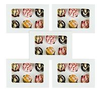 ASAB Cupcake Boxes Sturdy Cardboard Cake Boxes for Cupcakes with Transparent Window Easy Assembly Cupcake Holder for Muffins Mini Cupcake Boxes Perfect for Birthday Wedding (5 Plain White)