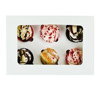 ASAB Cupcake Boxes Sturdy Cardboard Cake Boxes for Cupcakes with Transparent Window Easy Assembly Cupcake Holder for Muffins Mini Cupcake Boxes Perfect for Birthday Wedding (1 Plain White)