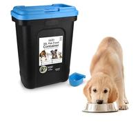 ASAB Dry Pet Food Storage Container-Top Flip Bin Lid with Scoop-Blue-Large, Standard