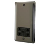 ASAB Dual Voltage Shaver Socket PGM 33728 Black Nickel Overload Protection Suitable for Shavers Polished Finish Easy to Install Long Lasting Stylish Sleek Design Excellent Electrical Conductivity