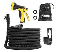 ASAB Expandable Garden Hose 50FT Expanding Hose with 7 Spray Settings High Density Flexible Pipe Portable Lightweight Design Anti-Slip Handle Latex Core Trigger Lock Garden Spray Gun (50 FT Black)