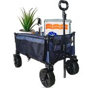 ASAB Festival Trolley Heavy Duty 100kg Capacity Camping Cart Folding Trolley with Adjustable Pull Handle Beach Pushcart with 360° Rotatable Wheels Beach Wagon Garden Pull Along for Shopping