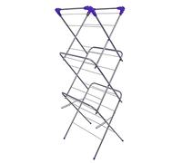 ASAB Foldable Clothes Airer 12m Drying Space Clothes Drying Rack with Non-Slip Feet Corner Space for Hangers Compact Clothes Horse Dryer Steel Frame Laundry Rack Clothes Dryer (Silver)